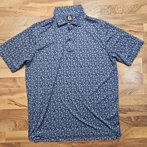 FootJoy Golf Polo Shirt XL Blue Floral Print Performance